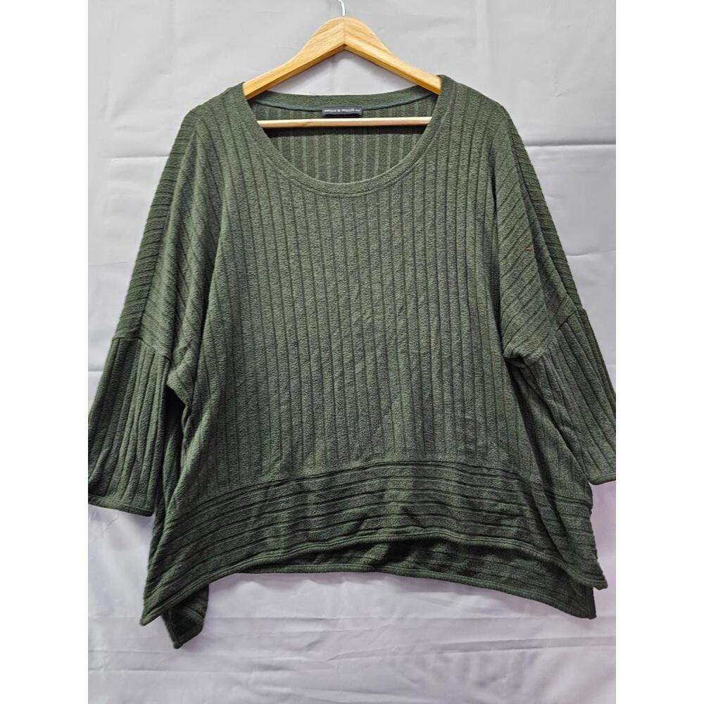 Nally & Millie Green Ribbed Oversized Knit Sweater Size M